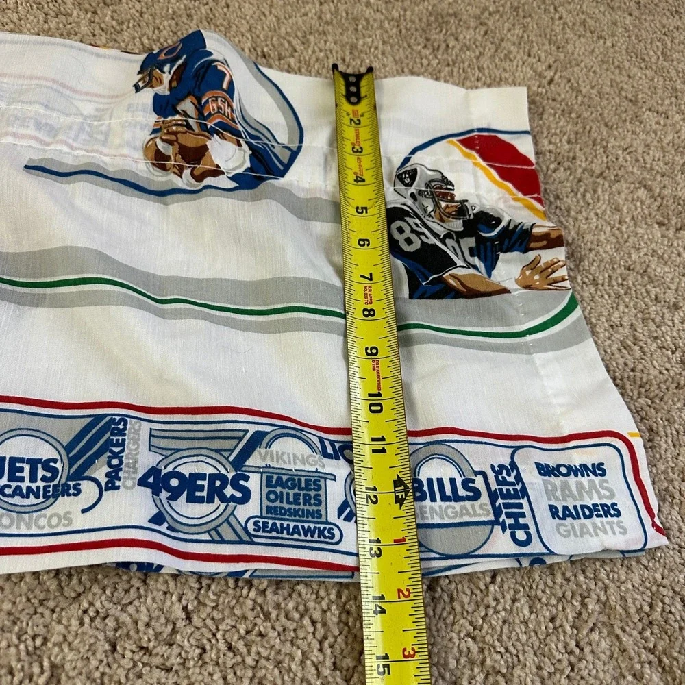 Vtg 90s NFL Football Quilted Bedding‎ Set Kids Twin Bedspread Window Sheet